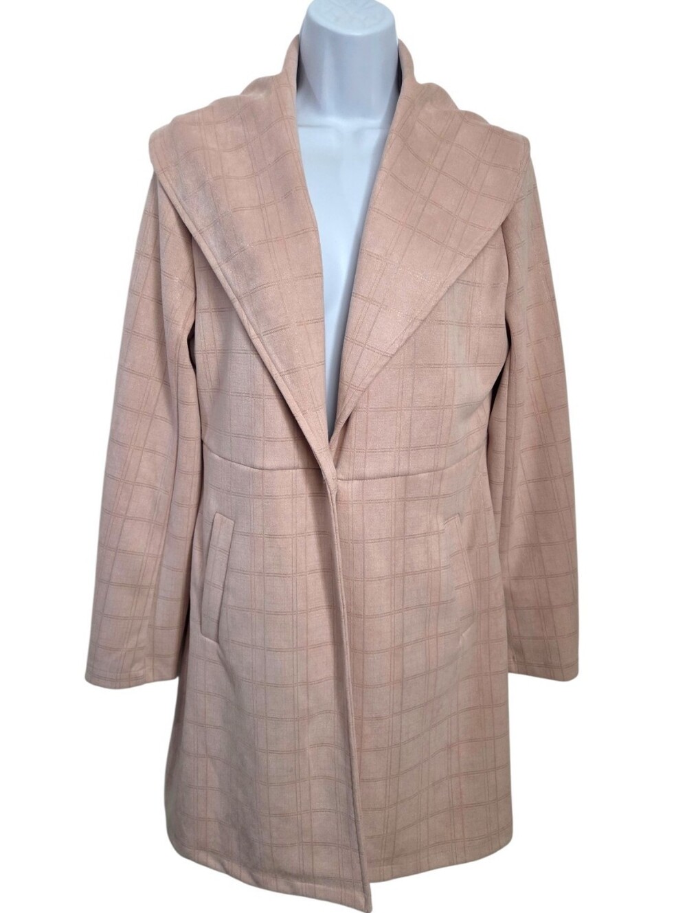 Solitaire Faux Suede Pink Plaid Jacket Women's Size Medium Blush